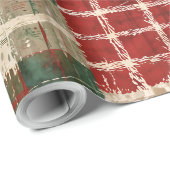 Papier Cadeau Grunge de Noël Plaid (Coin rond)