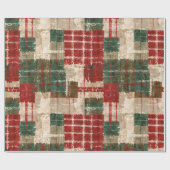 Papier Cadeau Grunge de Noël Plaid (Plat)