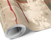 Papier Cadeau Grunge de Noël Plaid (Coin rond)