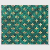 Papier Cadeau Grunge Green Velvet Fleur De Lis Mardi Gras (Plat)