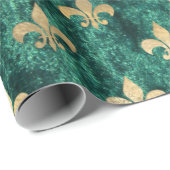 Papier Cadeau Grunge Green Velvet Fleur De Lis Mardi Gras (Coin rond)