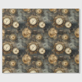 Papier Cadeau Grunge Rustic Steampunk Horloge (8) (Plat)