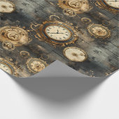 Papier Cadeau Grunge Rustic Steampunk Horloge (8) (Coin)