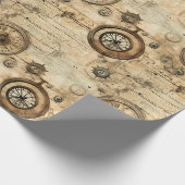 Papier Cadeau Grunge Rustic Steampunk Horloge (9) (Coin)