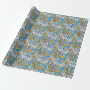 Papier Cadeau Grungy Ornement psychédélique islamique Grungy