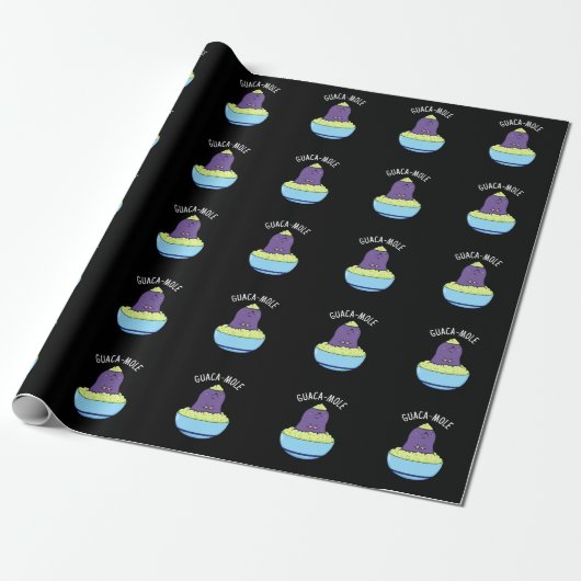Papier Cadeau Guacamole Funny Mole Dans Guacamole Dip Pun Dark B (Déroulé)
