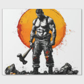 Papier Cadeau guerrier barbare médiéval imaginaire hummer force (Plat)