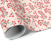 Papier Cadeau Gui de Noël Baies Rouges (Coin rond)