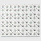 Papier Cadeau Gui de Noël et Clochettes d'Argent (Plat)