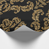 Papier Cadeau GuildHall Regal 30'x 30" noir Damask (Coin)