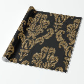 Papier Cadeau GuildHall Regal Damask noir (Déroulé)