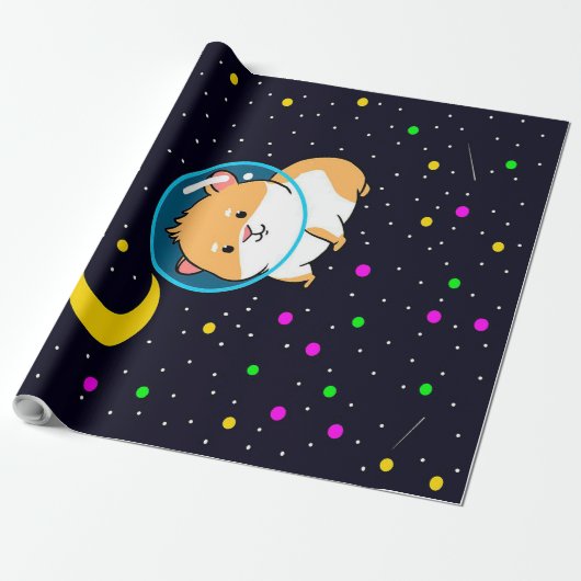Papier Cadeau Guinéen Cochon Dans L'Espace Cadeau Unique Pour L' (Déroulé)