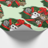 Papier Cadeau Guirlande de Noël de hiboux de Birdorable (Coin)
