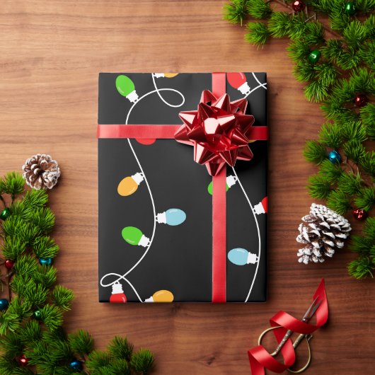 Papier Cadeau Guirlande de Noël Noir Trend (Cadeau de vacances)