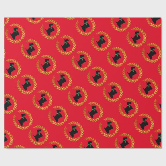 Papier Cadeau Guirlande de Scotty et d'or (Plat)