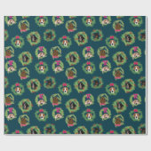 Papier Cadeau Guirlandes de Coonhound sur la marine (Plat)