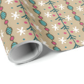 Papier Cadeau Guirlandes de Noël de griffonnage - turquoises et (Coin rond)