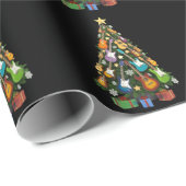 Papier Cadeau Guitar Christmas Tree Theater Musical Lover Merry  (Coin rond)