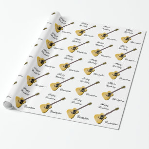 Papier Cadeau Guitare Acoustique Personnalisée pour Anniversaire