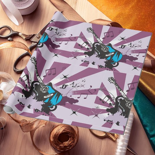 Papier Cadeau Guitare bleue