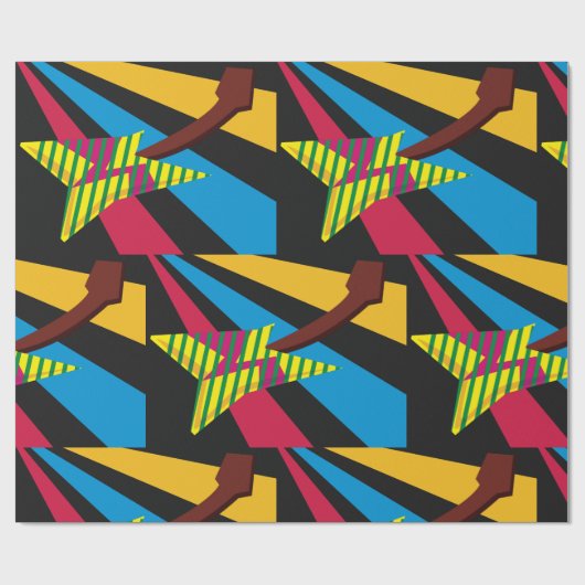 Papier Cadeau Guitare colorée (Plat)