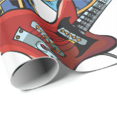 Papier Cadeau Guitare Électrique Et Fûts (Coin rond)