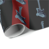 Papier Cadeau Guitare électrique moderne Cool noir rouge foncé (Coin rond)