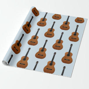 Papier Cadeau Guitare Motif instrument de musique bleu