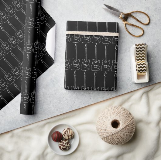 Papier Cadeau Guitare noir et blanc (Artisanat)