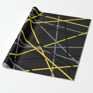 Papier Cadeau Guitare rayée cool gris jaune noir