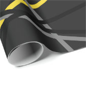 Papier Cadeau Guitare rayée cool gris jaune noir (Coin rond)