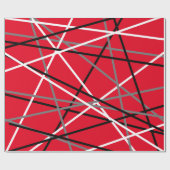 Papier Cadeau Guitare rayée cool rouge gris blanc noir (Plat)