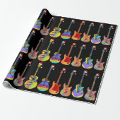 Papier Cadeau Guitares Acoustiques Électriques Noël Coloré (Déroulé)