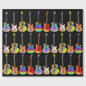 Papier Cadeau Guitares colorées (Plat)
