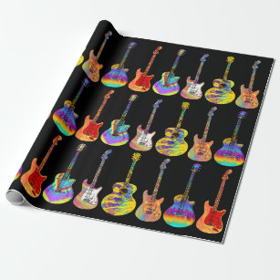 Papier Cadeau Guitares colorées