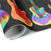 Papier Cadeau Guitares colorées (Coin rond)