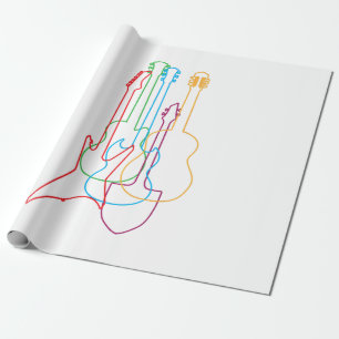 Papier Cadeau Guitares de couleur Electric Acoustic classique ca