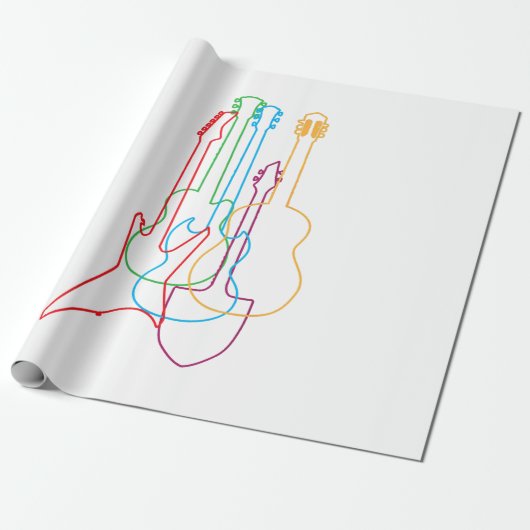 Papier Cadeau Guitares de couleur Electric Acoustic classique ca (Déroulé)
