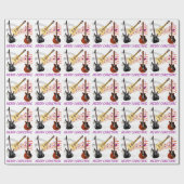 Papier Cadeau Guitares électriques et acoustiques Musique Note N (Plat)
