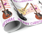 Papier Cadeau Guitares électriques et acoustiques Musique Note N (Coin rond)