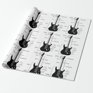 Papier Cadeau Guitares électriques et acoustiques Musique Note N