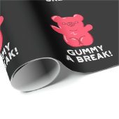 Papier Cadeau Gummy A Break Funny Candy Pun Dark BG (Coin rond)