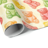 Papier Cadeau Gummy Bears Mint Pink Yellow Fruit Birthday (Coin rond)