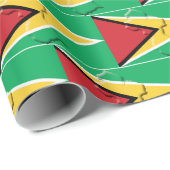 Papier Cadeau GUYANA | Arrowhead d'or | Drapeau GUYANAIS (Coin rond)