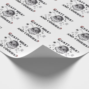Papier Cadeau Gyatt Lait et cookies Funny Père Noël Gen Alpha