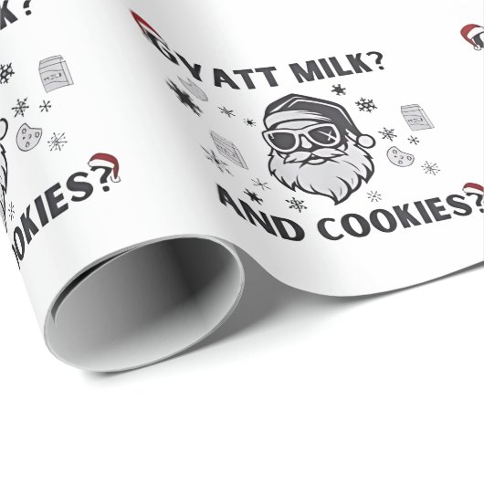 Papier Cadeau Gyatt Lait et cookies Funny Père Noël Gen Alpha (Coin rond)