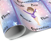 Papier Cadeau Gym Star Brunette, Yeux Brown, Léotard Violet (Coin rond)