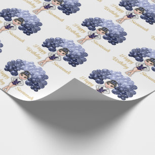 Papier Cadeau Gymnastique Anniversaire avec Bleu Balloon Arch