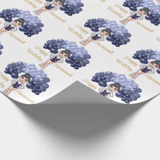 Papier Cadeau Gymnastique Anniversaire avec Bleu Balloon Arch (Coin)