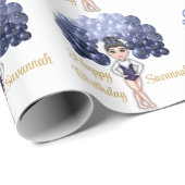 Papier Cadeau Gymnastique Anniversaire avec Bleu Balloon Arch (Coin rond)